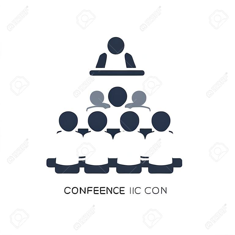 Konferencja ikona na białym tle. prosta ilustracja elementu z koncepcji marketingu w mediach społecznościowych. projekt symbolu ikony konferencji.
