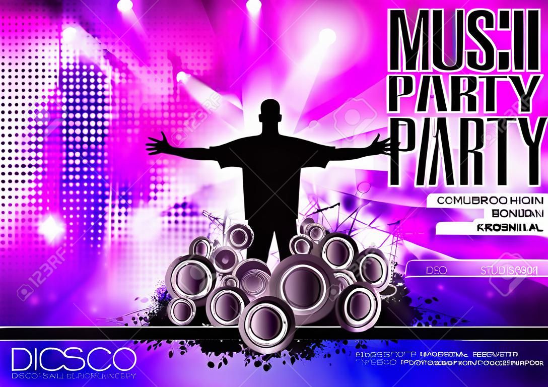 Disco party. Muziek evenement achtergrond voor poster of banner