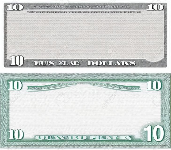 Tiszta 10 dollár bankjegy mintát tervezési célokra