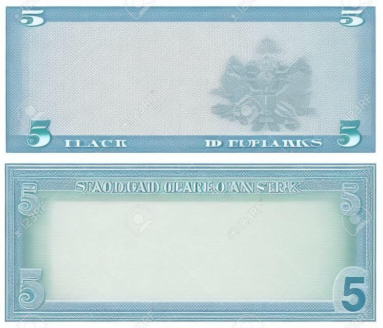 Clear 5 dollar banknote pattern for design purposes