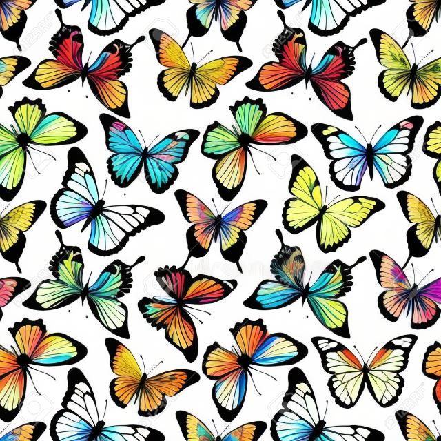 Belle modèle vectoriel avec de beaux papillons d'aquarelle