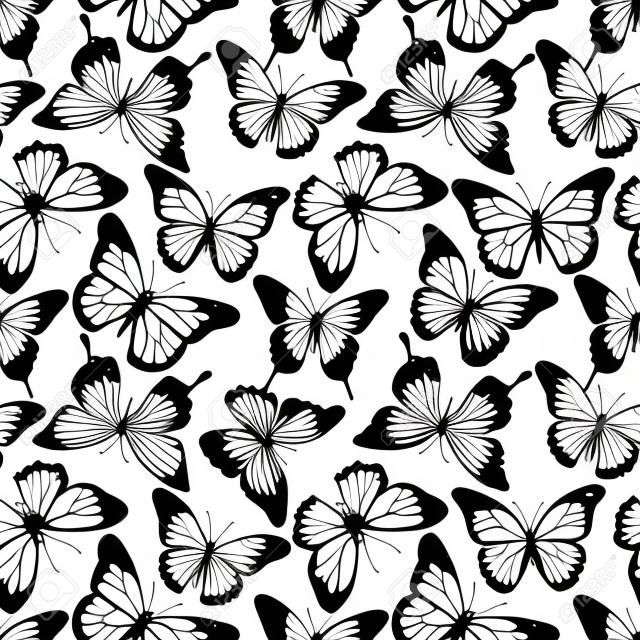 素敵な水彩画の蝶の美しいベクター パターン
