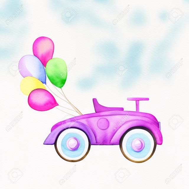 Illustrazione dell'automobile del bambino dell'acquerello