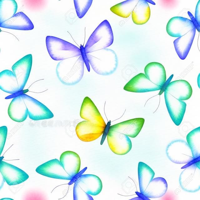Belo padrão sem emenda com borboletas aquarela bonito. Ilustração Stock.