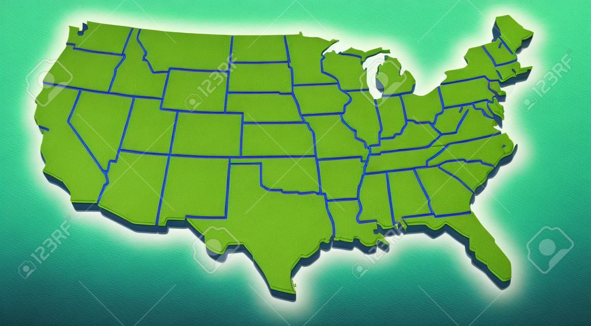 3D visszaadás-ból térkép az USA-ban