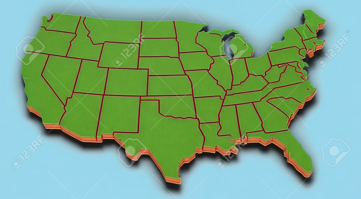 3D visszaadás-ból térkép az USA-ban