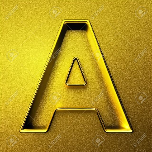 分離の白地に金の金属の文字 A の 3 d レンダリング。