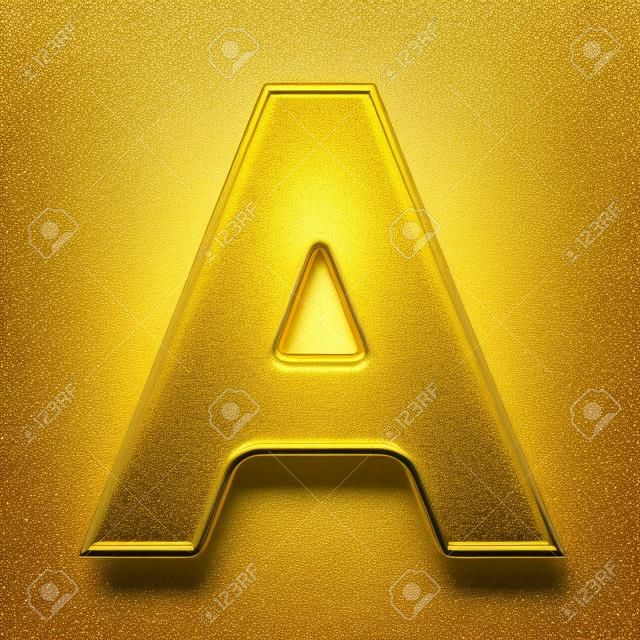 rendu 3D de la lettre A en métal or sur un blanc isolées de fond.