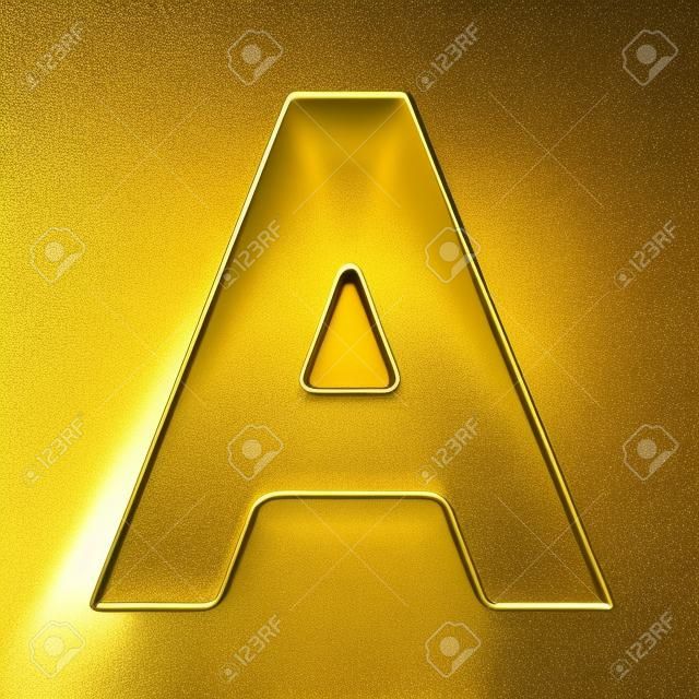 rendering 3D della lettera a in metallo in oro su un bianco isolato sfondo.