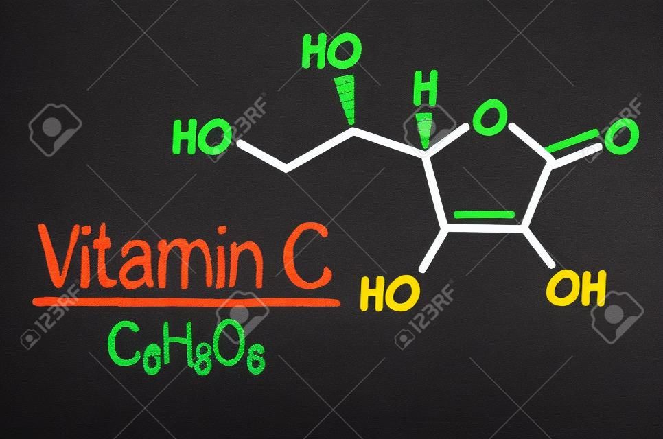 Tablica z wzoru chemicznego witaminy C