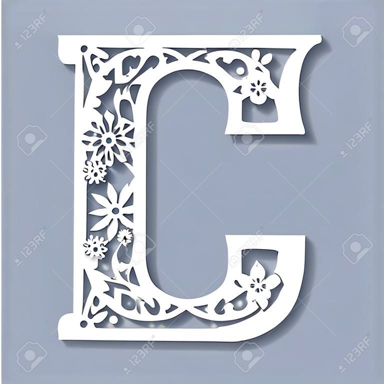 Laser cutting pattern. Letter S. Decorative letters of the alphabet. The initial letters of the monogram. For registration of cards, decorative elements of an interior and td. For cutting paper, wood, metal. Vector