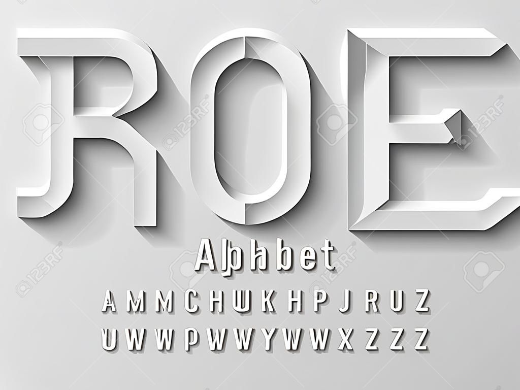 Diseño de alfabeto estilo cincel con mayúsculas, minúsculas, números y símbolos