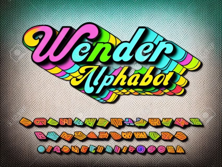 Vector de diseño de alfabeto de estilo hippie maravilloso