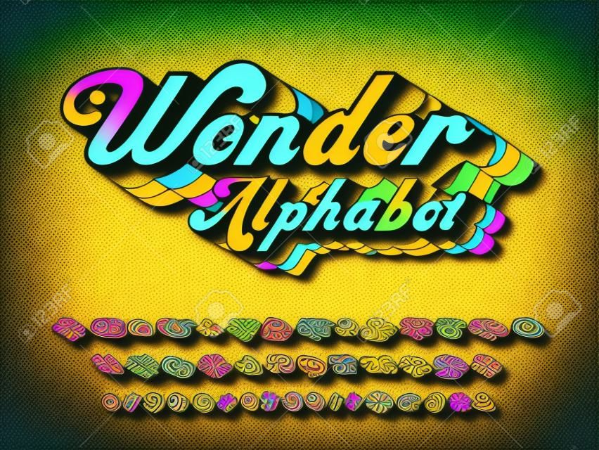 Vector de diseño de alfabeto de estilo hippie maravilloso
