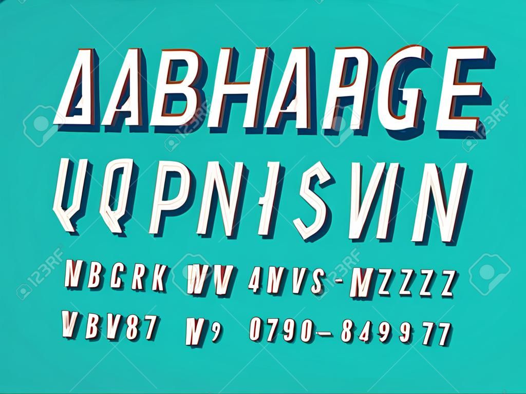vintage styled alphabet design with uppercase, lowercase, numbers and symbols