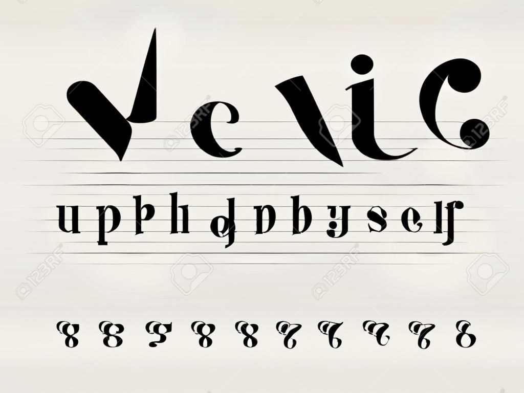 vector of music note font and alphabet design with uppercase, lowercase, numbers and symbols