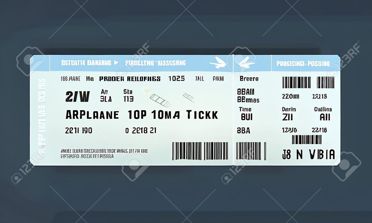 Airplane ticket mock up design template.