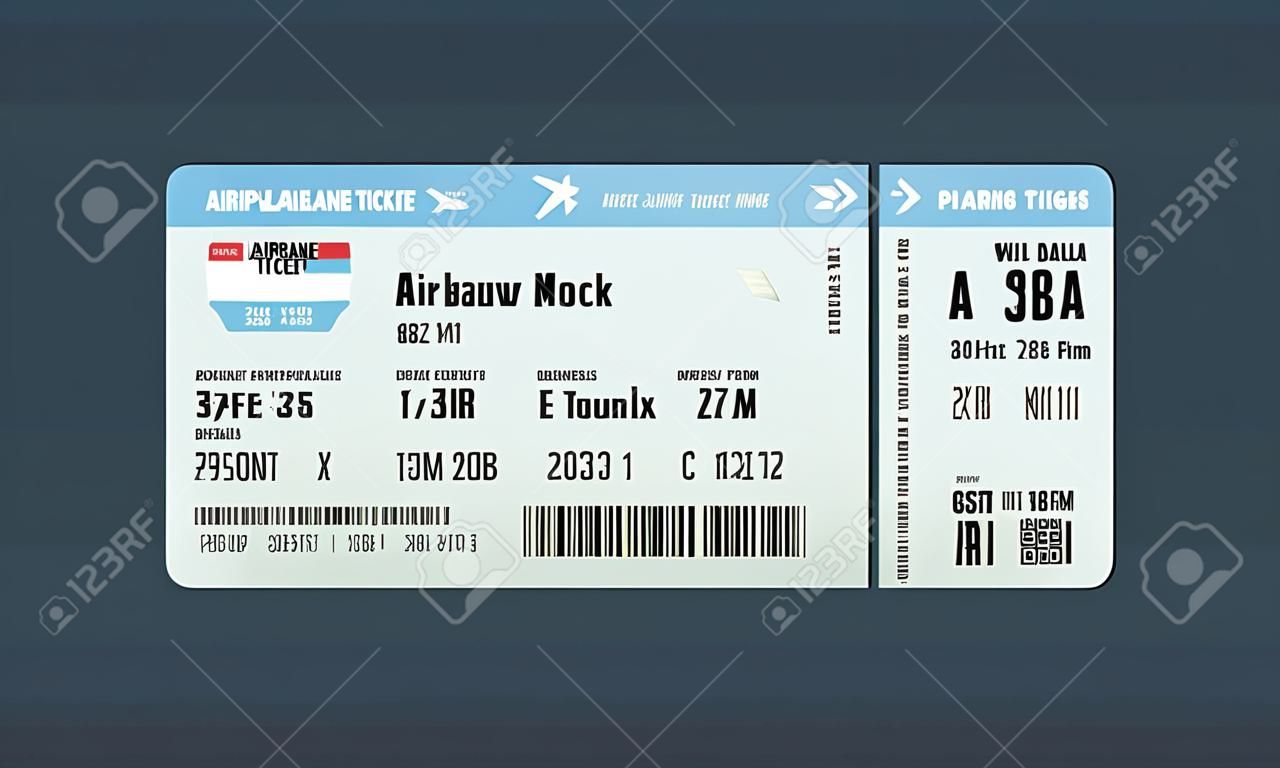 Airplane ticket mock up design template.