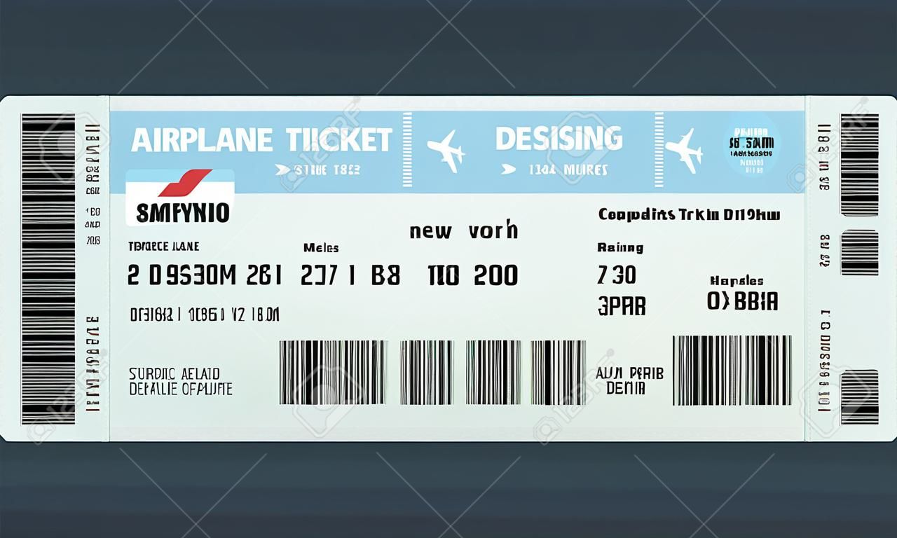 비행기 티켓 디자인 템플릿을 모의.