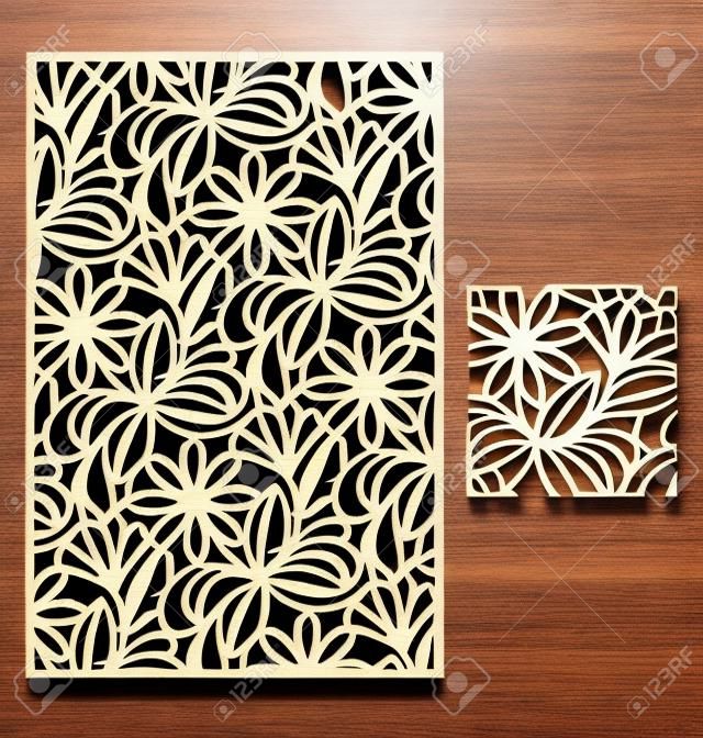 Laser cut panel and the seamless pattern for decorative panel. A picture suitable for printing, engraving, laser cutting paper, wood, metal, stencil manufacturing.