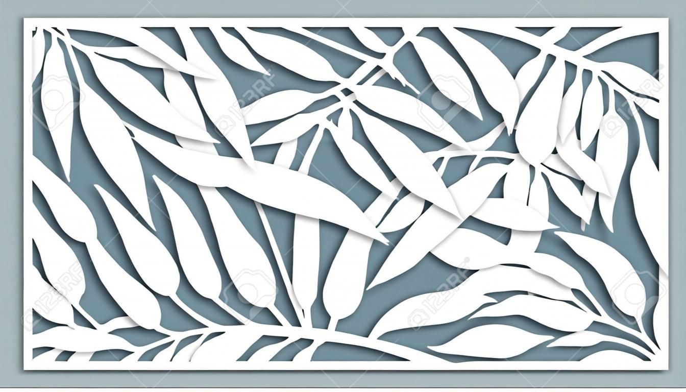 Template for cutting. Palm leaves pattern. Laser cut. Vector illustration.