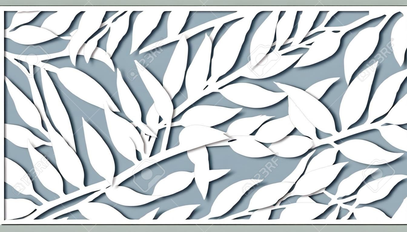 Template for cutting. Palm leaves pattern. Laser cut. Vector illustration.