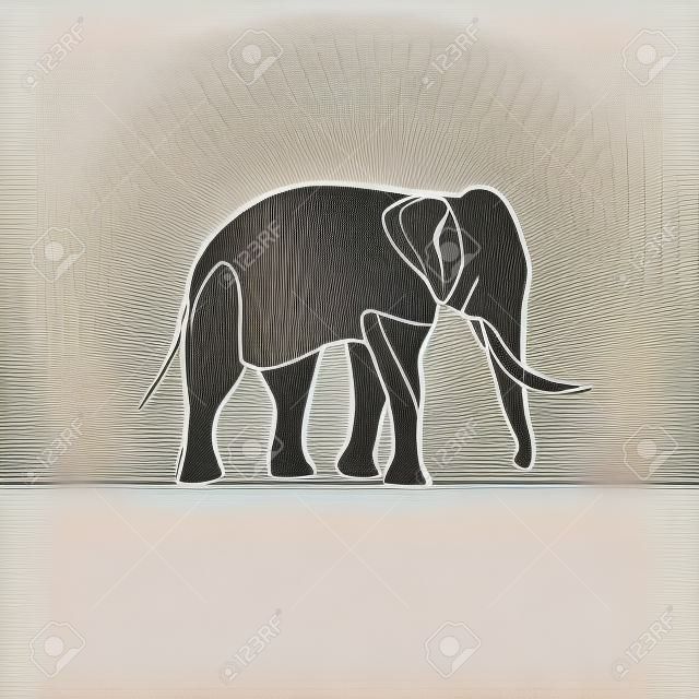 Dibujo de línea continua. Símbolo de elefante. Logotipo del elefante. Ilustración vectorial