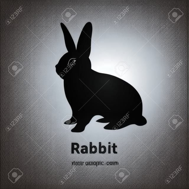 Ilustração vetorial de um coelho preto isolado no fundo branco.