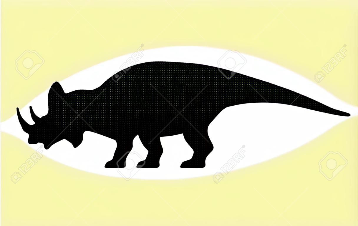 Sagoma di triceratopo. Illustrazione vettoriale Silhouette nera di un dinosauro triceratopo isolato su sfondo bianco. Icona del dinosauro, profilo vista laterale.