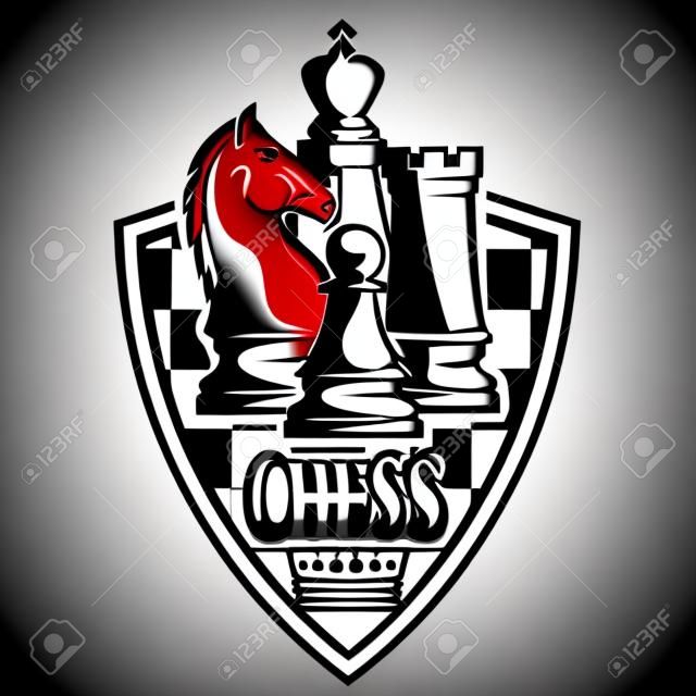 Векторный черно-белый логотип шахматного клуба для вашего дизайна различных типов печати и Интернета