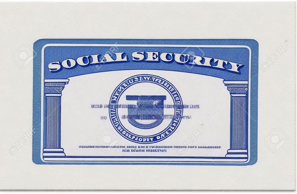 Blank tarjeta de seguridad social de los EE.UU. aislado en blanco