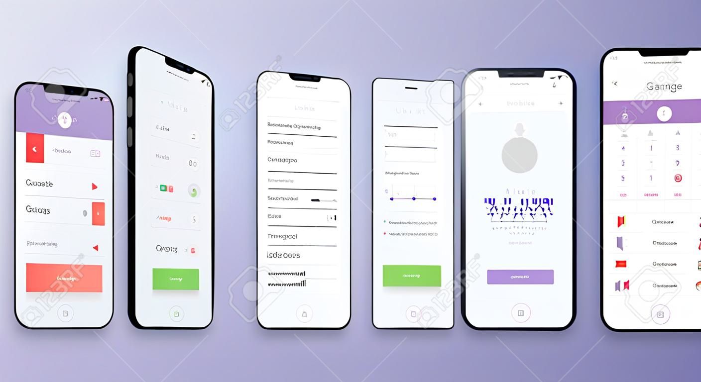 App UI Kit for responsive mobile app or website with different GUI layout including Login, Create Account, Profile, Transaction and Notification