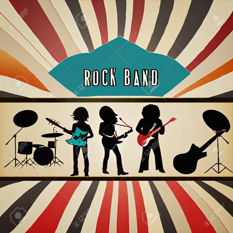 retro rock banda poszter, vintage style