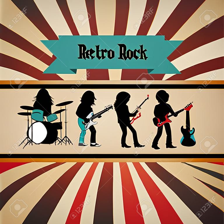 cartel retro banda de rock, estilo de la vendimia