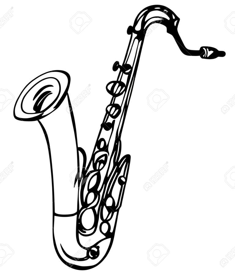 эскиз латуни музыкального инструмента тенор-саксофон