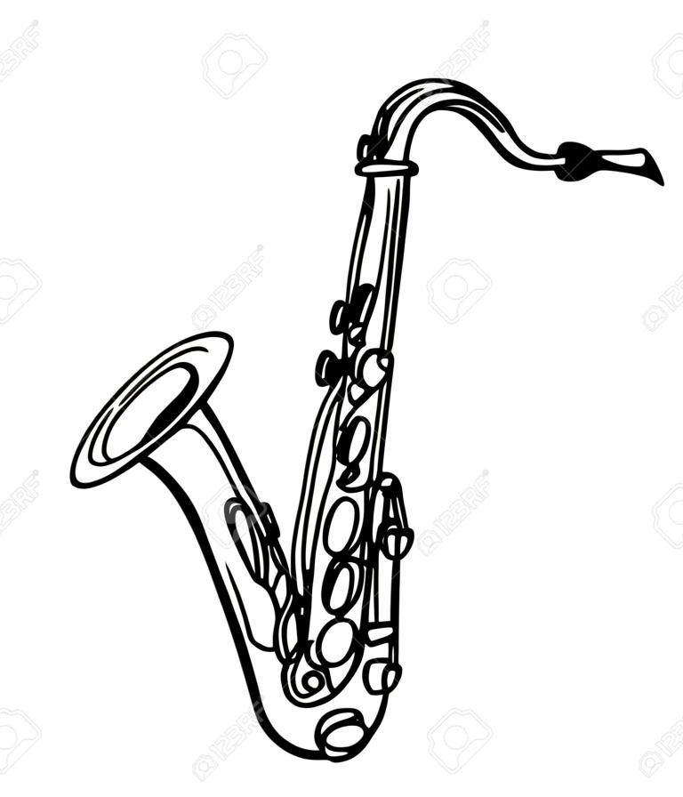 эскиз латуни музыкального инструмента тенор-саксофон
