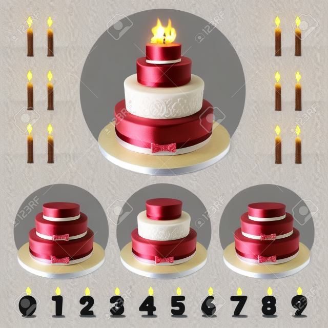 Definir bolos para o aniversário com velas em forma de números