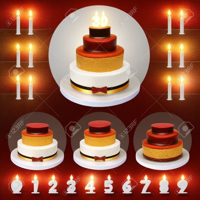 Impostare torte per anniversario con le candele a forma di numeri