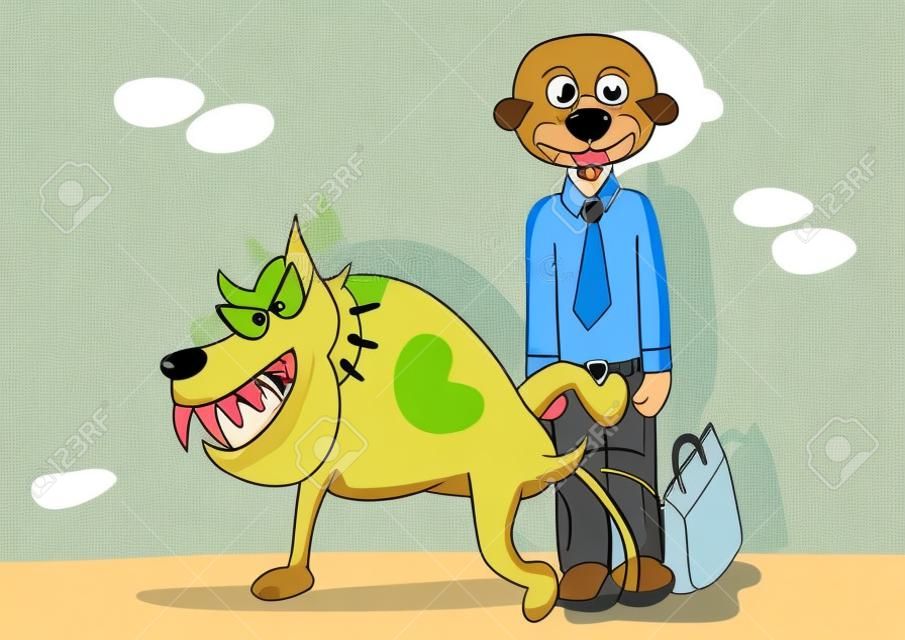 chien agressif drôle uriner marquage territoire problème vector illustration