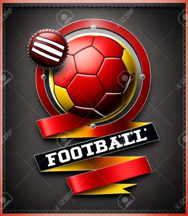 emblema de fútbol colorido con la cinta. cartel deporte.