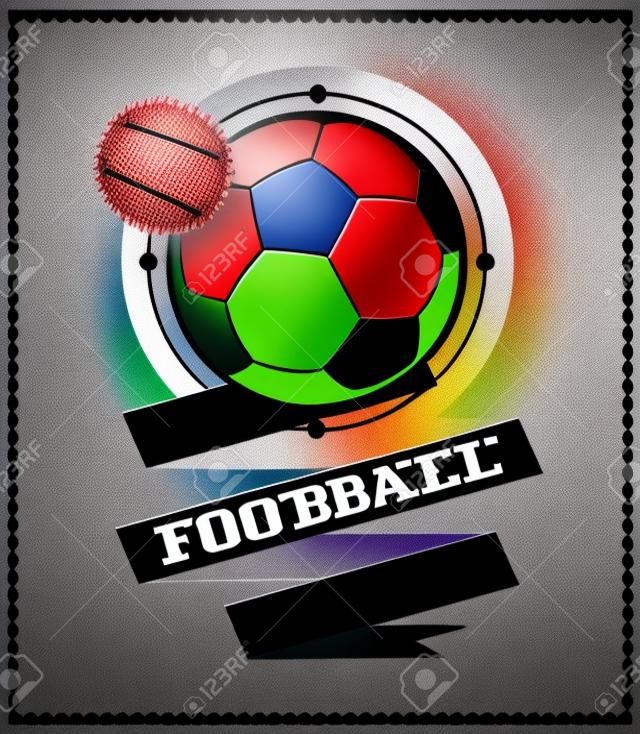 emblema de fútbol colorido con la cinta. cartel deporte.