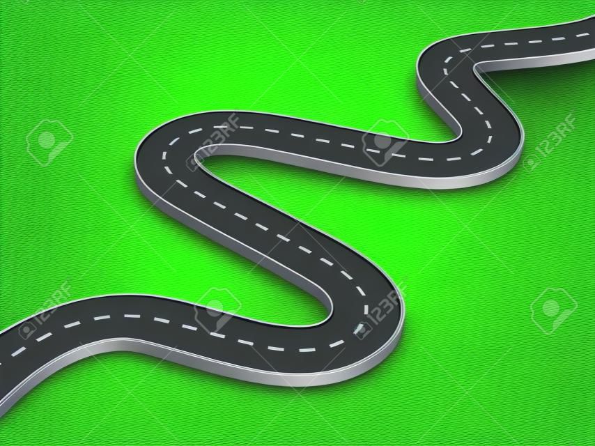 Winding Road Isolated Transparent Special Effect. Road way location infographic template.