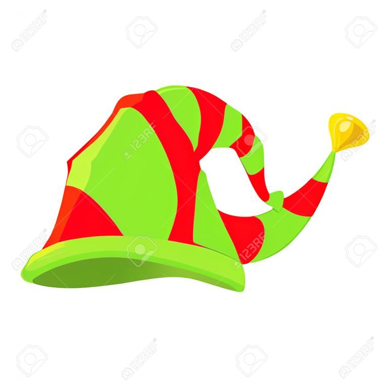 cartoon green christmas elf hat. vector illustration