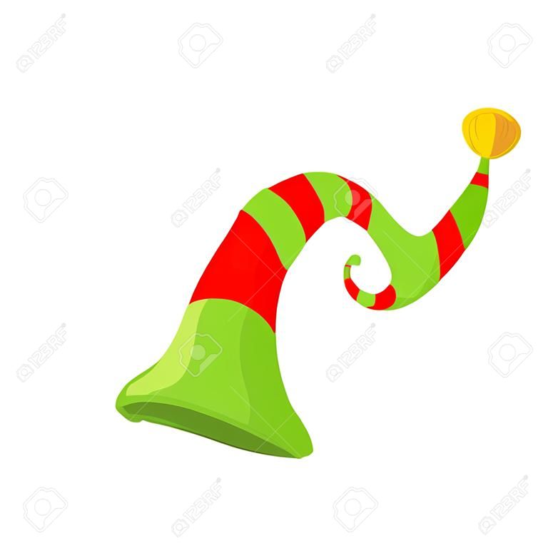 cartoon green christmas elf hat. vector illustration