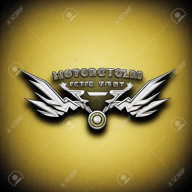 vector vintage motorcycle label or badge, design element. abstract motorcycle with wings