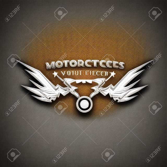 vector vintage motorcycle label or badge, design element. abstract motorcycle with wings