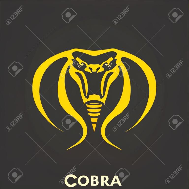 vector dangerous cobra snake head with hood logo design template. danger king cobra icon. viper orange silhouette isolated