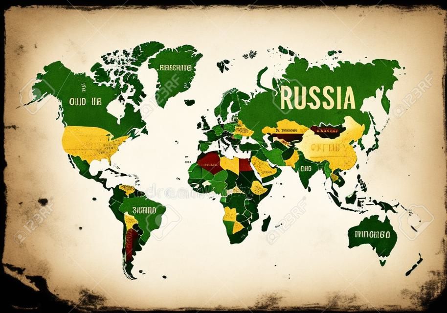 Illustrazione vettoriale vecchia mappa vintage del mondo