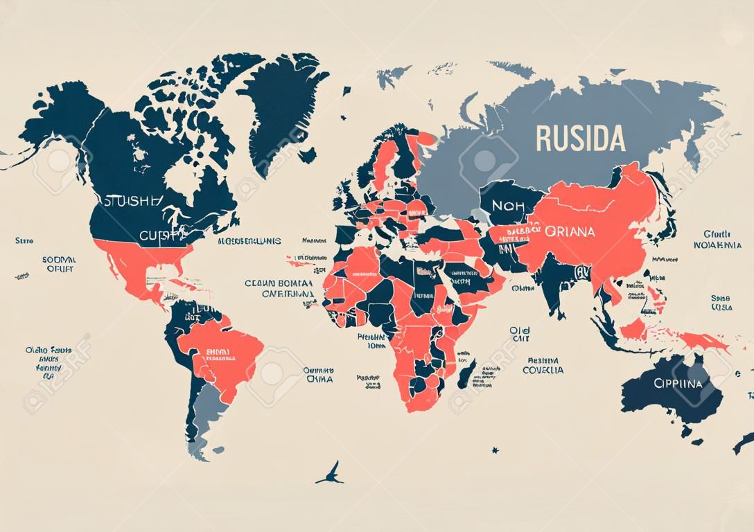 Illustrazione vettoriale vecchia mappa vintage del mondo