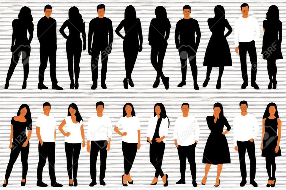 people in flat style, silhouette isolated, vector